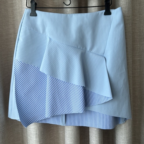 Zara Blue Stripe Mini Skirt - Picture 2 of 9